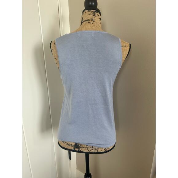 August Silk Blue Sleeveless Top Size M - Picture 3 of 6